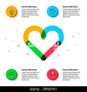 valentine love Infographic data.Presentation chart.diagram with steps  template.Creative vector illustration. Stock Vector