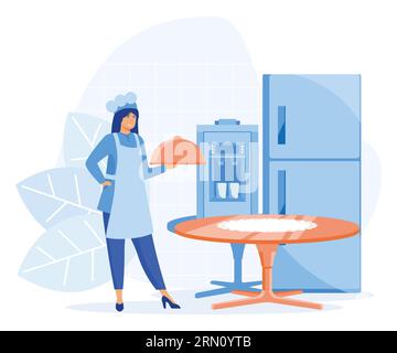 Hotel business concept, Experienced manager training staff, laundry service, maid ironing guests shirt, waiter serving at banquet. flat vector modern Stock Vector