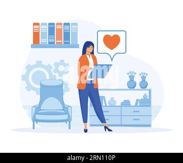 Hotel jobs concept, Housekeeper making bed in room, cleaning lady, room service, breakfast in bed, hotel management. flat vector modern illustration Stock Vector