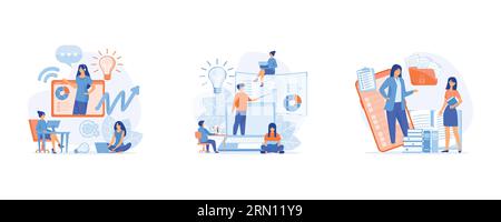 Online assistant, virtual help service. customer and operator, online technical support 24-7 for web page, personal assistant online service or platfo Stock Vector