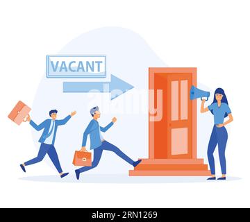 Recruiting and human resources concept. HR department invites candidates for new vacancy. flat vector modern illustration Stock Vector