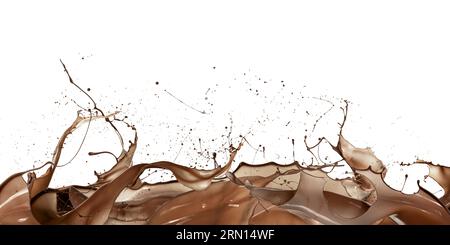 liquid splash chocolate wave, isolated on white Stock Photo