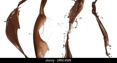liquid splash chocolate wave, isolated on white Stock Photo