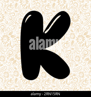 Bubbly Alphabet K , Black alphabet vector, alphabet vector, alphabet silhouette vector,font vector, Latter Art, Alphabet Vector, Font Vector Stock Vector