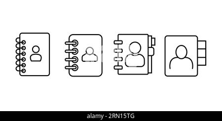 Adress Book Outline Icon. Adress Book Line Art Logo. Vector Illustration. Isolated on White Background. Stock Vector