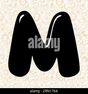 Bubbly Alphabet M , Black alphabet vector, alphabet vector, alphabet silhouette vector,font vector, Latter Art, Alphabet Vector, Font Vector Stock Vector