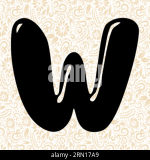 Bubbly Alphabet W , Black alphabet vector, alphabet vector, alphabet silhouette vector,font vector, Latter Art, Alphabet Vector, Font Vector Stock Vector