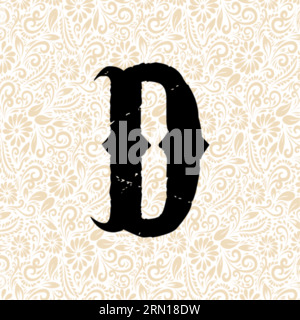 Carnival Alphabet D LOWER , Black alphabet vector, alphabet vector, alphabet silhouette vector,font vector, Latter Art, Alphabet Vector, Font Vector Stock Vector