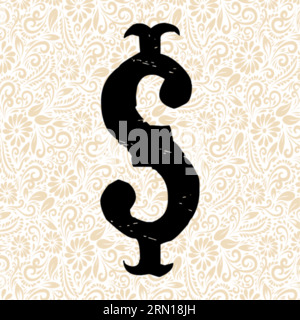 Carnival Alphabet SYMBOL DOLLAR , Black alphabet vector, alphabet vector, alphabet silhouette vector,font vector, Latter Art, Alphabet Vector, Font Ve Stock Vector