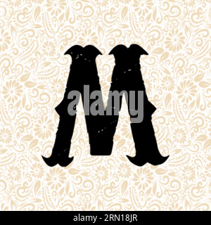 Carnival Alphabet M LOWER , Black alphabet vector, alphabet vector, alphabet silhouette vector,font vector, Latter Art, Alphabet Vector, Font Vector Stock Vector