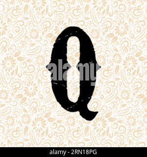 Carnival Alphabet Q LOWER , Black alphabet vector, alphabet vector, alphabet silhouette vector,font vector, Latter Art, Alphabet Vector, Font Vector Stock Vector