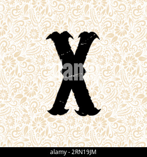 Carnival Alphabet X LOWER , Black alphabet vector, alphabet vector, alphabet silhouette vector, font vector, Latter Art, Alphabet Vector, Font Vector Stock Vector