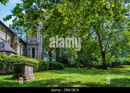 St Pancras Old Church Cemetery, nestled in the trees, London Borough of Camden, England, United Kingdom Stock Photo