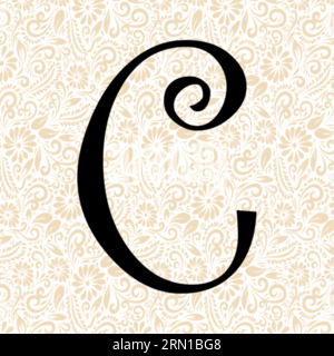 Curlz Alphabet C UPPER , Black alphabet vector, alphabet vector, alphabet silhouette vector, font vector , Latter Art, Alphabet Vector, Font Vector Stock Vector
