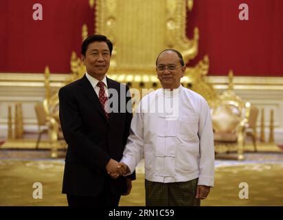 (141216) -- NAY PYI TAW, Dec. 16, 2014 -- Myanmar President U Thein Sein (R) shakes hands with visiting Chinese Vice President Li Yuanchao in Nay Pyi Taw, Myanmar, Dec. 16, 2014. ) MYANMAR-NAY PYI TAW-CHINA-MEETING UxAung PUBLICATIONxNOTxINxCHN   Nay Pyi Taw DEC 16 2014 Myanmar President U Thein be r Shakes Hands With Visiting Chinese Vice President left Yuan Chao in Nay Pyi Taw Myanmar DEC 16 2014 Myanmar Nay Pyi Taw China Meeting  PUBLICATIONxNOTxINxCHN Stock Photo