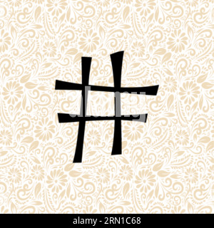 Curlz Alphabet SYMBOL HASH , Black alphabet vector, alphabet vector, alphabet silhouette vector, font vector , Latter Art, Alphabet Vector, Font Vecto Stock Vector