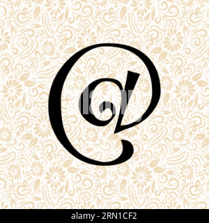 Curlz Alphabet SYMBOL AT , Black alphabet vector, alphabet vector, alphabet silhouette vector, font vector , Latter Art, Alphabet Vector, Font Vector Stock Vector