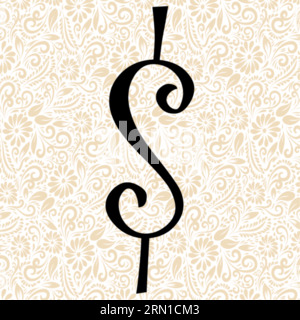 Curlz Alphabet SYMBOL DOLLAR , Black alphabet vector, alphabet vector, alphabet silhouette vector, font vector , Latter Art, Alphabet Vector, Font Vec Stock Vector