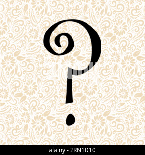 Curlz Alphabet SYMBOL QUESTION MARK , Black alphabet vector, alphabet vector, alphabet silhouette vector, font vector , Latter Art, Alphabet Vector, F Stock Vector