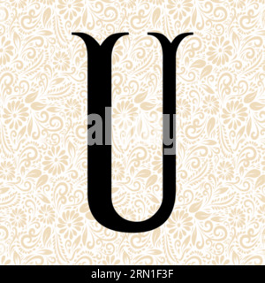 Fishtail Alphabet U , Black alphabet vector, alphabet vector, alphabet silhouette vector, font vector, Latter Art, Alphabet Vector, Font Vector Stock Vector