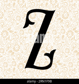 Fishtail Alphabet Z , Black alphabet vector, alphabet vector, alphabet silhouette vector, font vector, Latter Art, Alphabet Vector, Font Vector Stock Vector