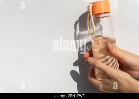 Reusable water bottle. World refill day. Zero waste concept. Stock Photo