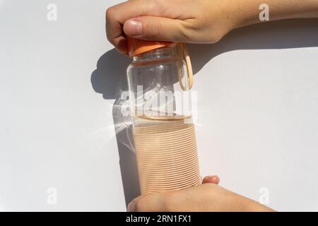 Reusable water bottle. World refill day. Zero waste concept. Stock Photo