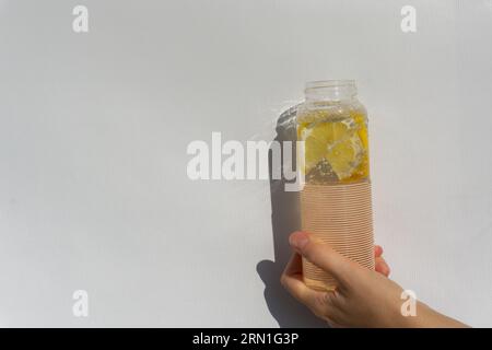 Reusable water bottle. World refill day. Zero waste concept. Stock Photo