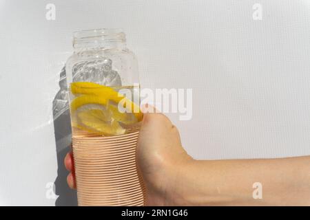 Reusable water bottle. World refill day. Zero waste concept. Stock Photo