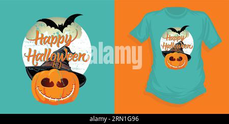 Happy Halloween t-shirts, vintage, typography design, Horror, spooky t-shirt Stock Vector
