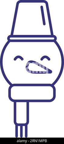 Snowman in hat and scarf line icon Stock Vector