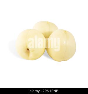 Japan white peach fruit, Okayama white peach isolated on a white background. Stock Photo