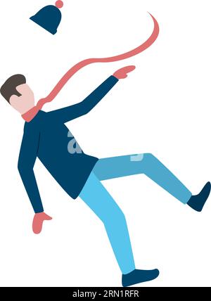 Warning sign with illustration of character slipping and falling with ...