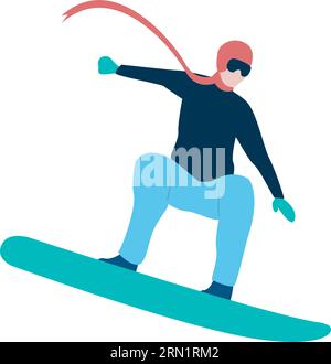 Man jumping on snowboard flat icon Stock Vector