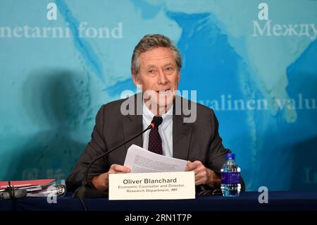 (150120) -- BEIJING, Jan. 20, 2015 -- Olivier Blanchard, IMF economic counsellor and director of the Research Department, attends a press briefing on the World Economic Outlook in Beijing, capital of China, Jan. 20, 2015. ) (wyo) CHINA-BEIJING-IMF-WORLD ECONOMIC OUTLOOK (CN) LixXin PUBLICATIONxNOTxINxCHN   Beijing Jan 20 2015 Olivier Blanchard IMF Economic counselor and Director of The Research Department Attends a Press Briefing ON The World Economic Outlook in Beijing Capital of China Jan 20 2015  China Beijing IMF World Economic Outlook CN  PUBLICATIONxNOTxINxCHN Stock Photo