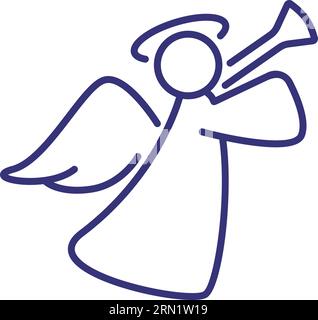 Christmas decoration of angel line icon Stock Vector