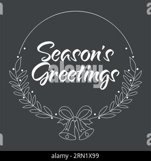 Handwritten text Season's Greetings for greeting card, flyer, brochure, poster logo with text lettering. Stock Vector