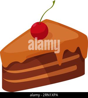 Chocolate cake with cherry illustration Stock Vector