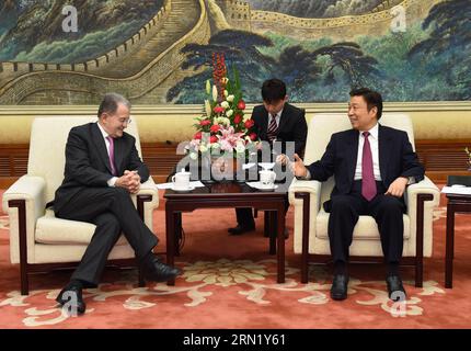 Chinese Vice President Li Yuanchao (R) meets with former Italian Prime Minister Romano Prodi in Beijing, capital of China, Jan. 26, 2015. ) (yxb) CHINA-BEIJING-LI YUANCHAO-ITALY-PRODI-MEETING(CN) RaoxAimin PUBLICATIONxNOTxINxCHN Stock Photo