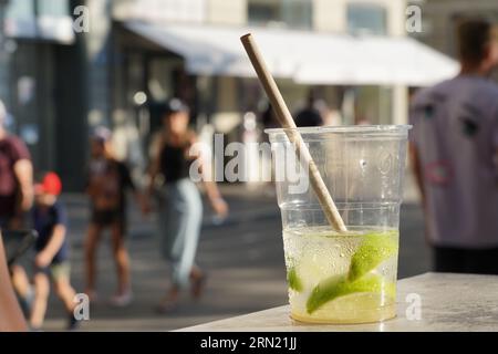 Cocktail mojito in plastic glass with ice Stock Photo by ©eduardkraft  11955436