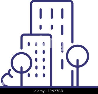 Tall buildings line icon Stock Vector