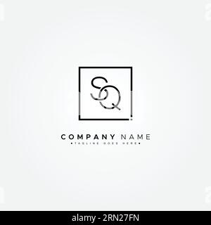 Creative Logo for Initials SQ in Monogram Style - Vector Template for Initial Letter S and Q Stock Vector