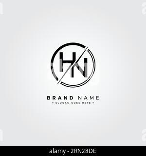 Creative Logo for Initials HN in Monogram Style - Vector Template for Initial Letter H and N Stock Vector