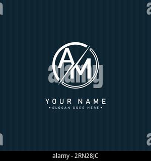 Creative Logo for Initials AM in Monogram Style - Vector Template for Initial Letter A and M Stock Vector