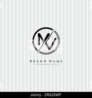 MV Vector Logo Template - Simple Icon for Initial Letter M and V Monogram Stock Vector