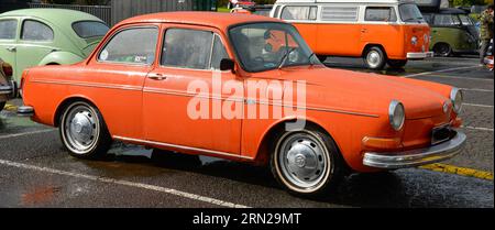 Volkswagen VW Type 3 Fastback Notchback Notch Back Orange Vintage Retro On Show Shine, Melbourne Victoria Australia Stock Photo