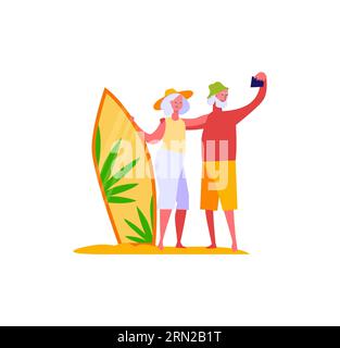 Retired married people on vacation Stock Vector