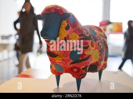 People watch a painted sheep lantern during the 2015 LunarFest at Harbourfront Centre in Toronto, Canada, Feb. 28, 2015. This two-day festival bringed all things related with sheep to celebrate the Chinese Lunar New Year, the Year of the Sheep. ) CANADA-TORONTO-CHINESE NEW YEAR ZouxZheng PUBLICATIONxNOTxINxCHN   Celebrities Watch a Painted Sheep Lantern during The 2015  AT Harbourfront Centre in Toronto Canada Feb 28 2015 This Two Day Festival  All Things RELATED With Sheep to Celebrate The Chinese Lunar New Year The Year of The Sheep Canada Toronto Chinese New Year  PUBLICATIONxNOTxINxCHN Stock Photo