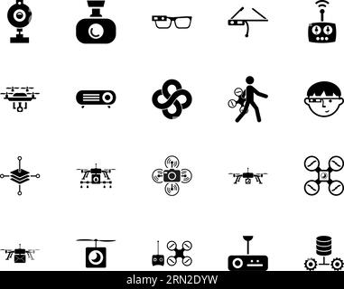 Drones and technology icon set Stock Vector