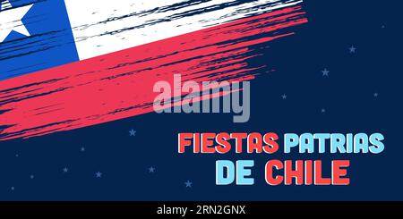 flat fiestas patrias de chile horizontal banner design Stock Vector